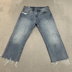 Levis Jeans Mens 34x26 Blue Denim 551 Z Straight Fit Cropped Premium Big E Adult